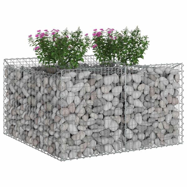 vidaXL Gabion hevet seng s&oslash;lv 100 x 100 x 60 cm Galvanisert St&aring;l