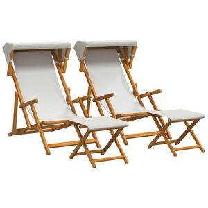 vidaXL Hage Stol 4 pcs 3 Posisjon Solid Eucalyptus Tre Krem