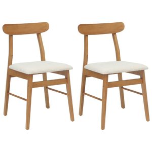 vidaXL Spisestuestol 2 stk. Solid Gummitre Naturlig og Lys