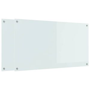 vidaXL Kj&oslash;kkenbakplate 2 pcs Hvit 110 x 60 cm herdet glass