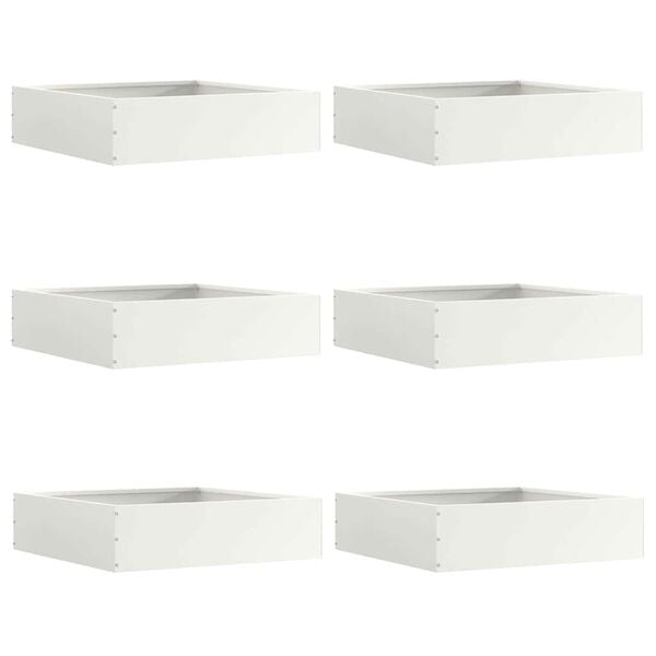 vidaXL Gjerdekant 6 pcs Hvit 50 x 50 x 13 cm St&aring;l