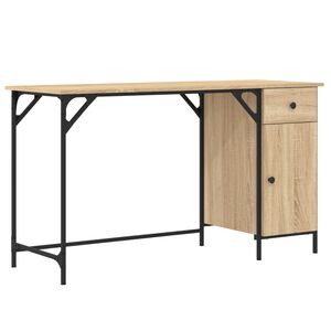vidaXL Skrivebord sonoma eik 131x48x75 cm konstruert tre