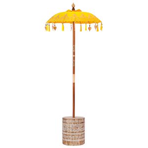 vidaXL Balinesisk parasoll med base Gul 95 x 95 x 260 cm