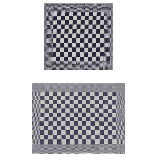 vidaXL H&aring;ndklesett 10 deler bl&aring; og hvit bomull