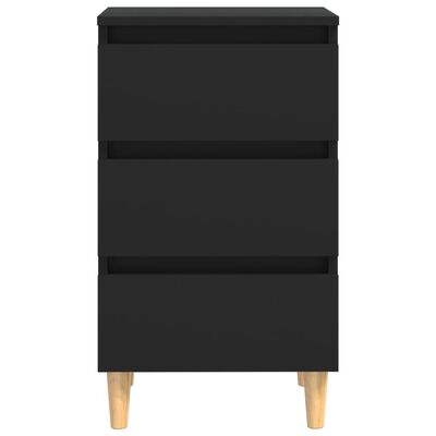 vidaXL Nattbord med ben i heltre 2 stk svart 40x35x69 cm