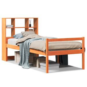 vidaXL Seng med bokhylle uten madrass voksbrun 75x190 cm heltre