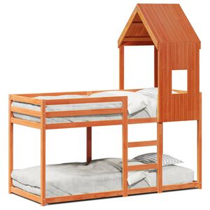 vidaXL K&oslash;yeseng med tak voksbrun 90x200 cm heltre furu