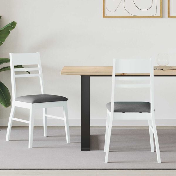 vidaXL Spisestoler 2 pcs Hvit 43 x 54 x 89 cm Solid Gummitre