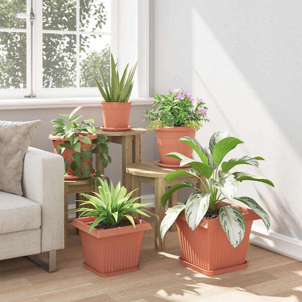 vidaXL Firkantet Blomsterpotte 6 pcs Klinker R&oslash;d 28,5 x 28,5 x 22 cm