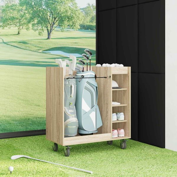 vidaXL Golfskap med hjul Ensfarget Sonoma eik 90 x 45 x 98 cm