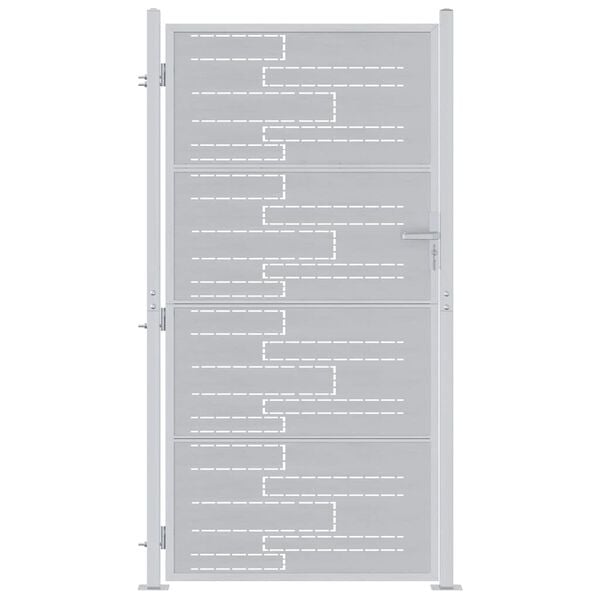 vidaXL Hageport med lås sølv 96 x 180 cm Rustfritt Stål