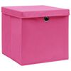 vidaXL Oppbevaringsbokser med lokk 10 stk rosa 32x32x32 cm stoff