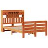 vidaXL Seng med bokhylle uten madrass voksbrun 135x190 cm heltre furu
