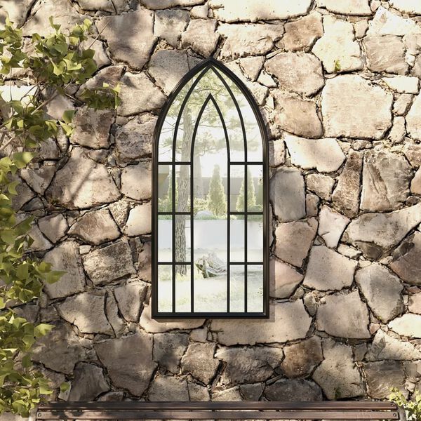 vidaXL Hagespeil svart 100x45 cm for utend&oslash;rs bruk jern