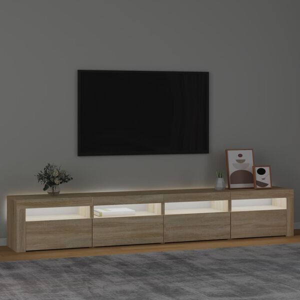 vidaXL TV-benk med LED-lys sonoma eik 240x35x40 cm