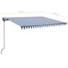 vidaXL Manuell uttrekkbar markise med LED 400x350 cm blå og hvit