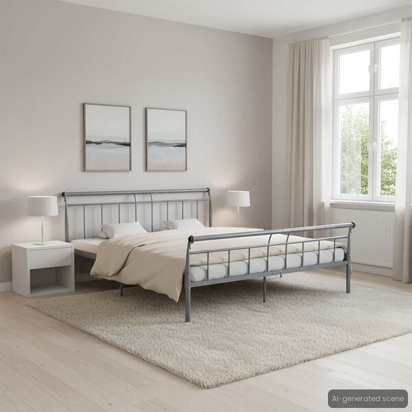 vidaXL Sengeramme grå metall 180x200 cm