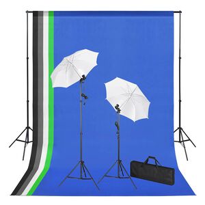 vidaXL Fotostudiosett med bakgrunner, lamper og parasoller