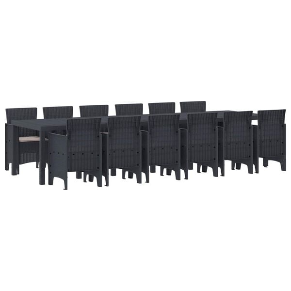 vidaXL Hage Spisegruppe 13 pcs Antrasitt Polt rattan