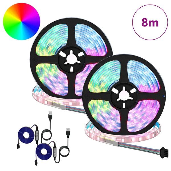 vidaXL LED Stripe 4 pcs Svart og gjennomsiktig 400 x 0,8 x 0,3 cm