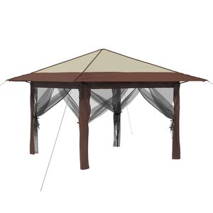 vidaXL Gazebo med 4 sidevegger Krem og brun 210D Oxford med s&oslash;lvbelegg
