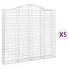vidaXL Gabionkurver buede 5 stk 200x30x180/200 cm galvanisert jern