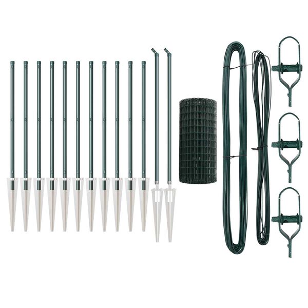 vidaXL Gjerde med stolpe gr&oslash;nn 0,6 x 25 m St&aring;l og PVC