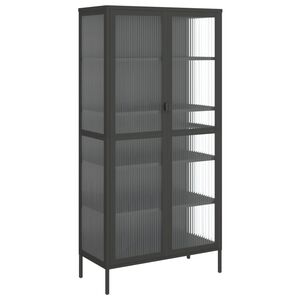 vidaXL Highboard svart 85x40x180 cm glass og st&aring;l