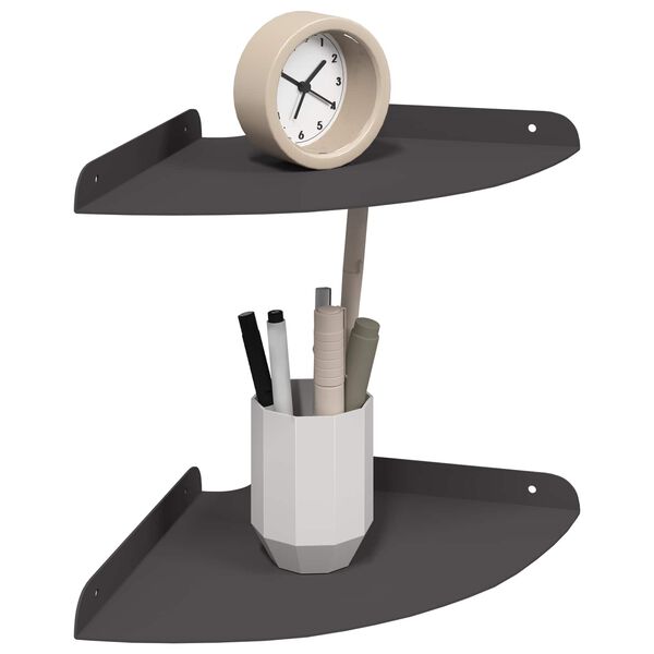 vidaXL Hj&oslash;rne Flytende Hylle med hylle 2 pcs Svart 24 x 24 x 2 cm