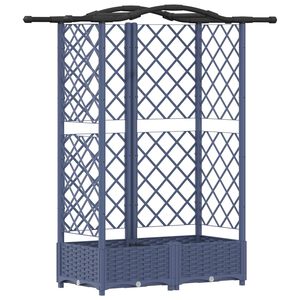 vidaXL Hevet Bed med Trellis og Tak Gr&aring; 124 x 40 x 126 cm PP