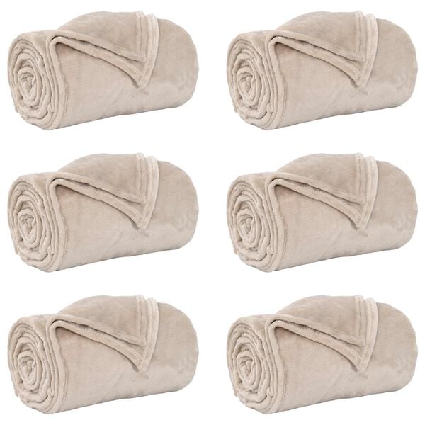 vidaXL Kastepledd 6 pcs Beige 130 x 150 cm Fleece