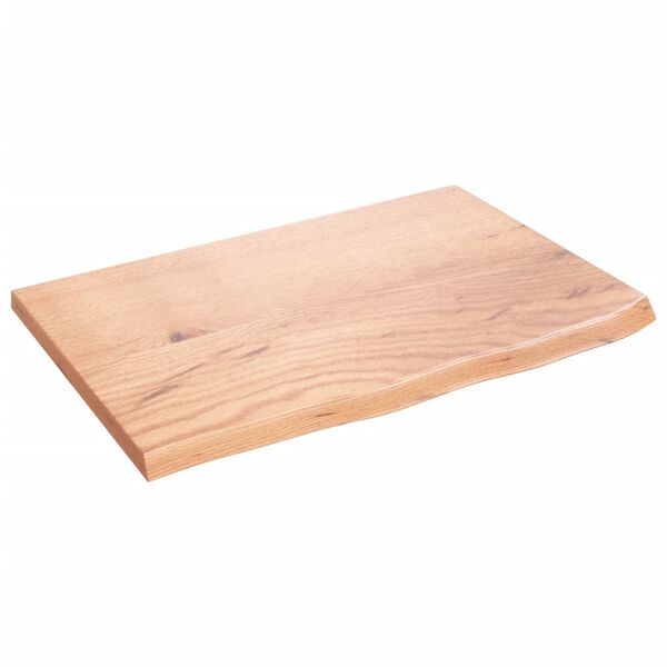 vidaXL Bordplate lysebrun 60x40x2 cm behandlet heltre eik
