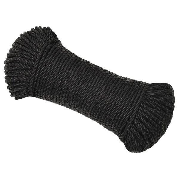 vidaXL Arbeidstau svart 3 mm 50 m polypropylen