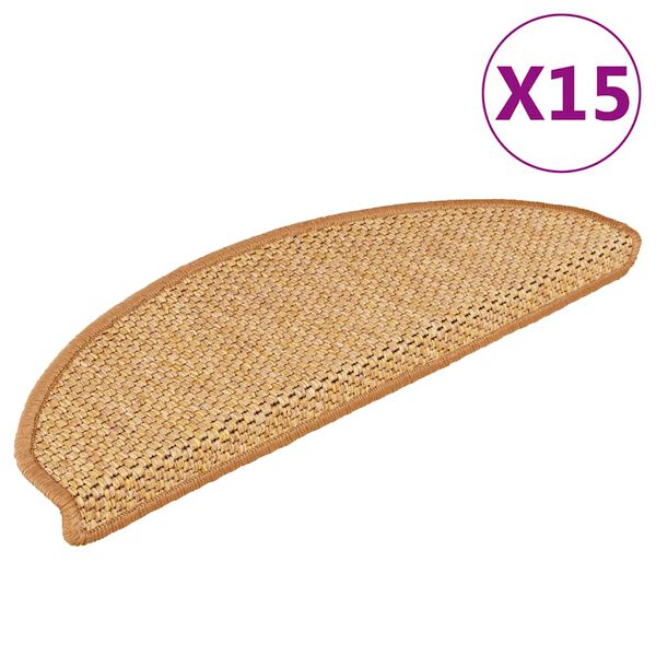 vidaXL Selvklebende trappematter sisal-utseende 15 stk 65x21x4 sisal