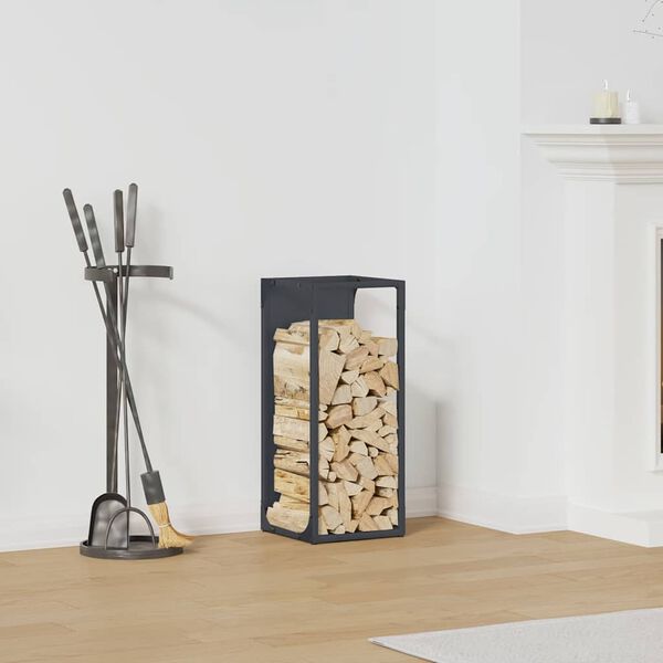 vidaXL Vedstativ antrasitt 25x25x60 cm kaldvalset st&aring;l