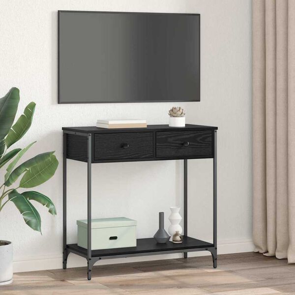 vidaXL Konsollbord Svart Eik 75 x 34,5 x 75 cm Konstruert tre