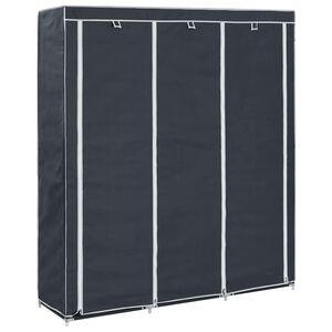 vidaXL Garderobe med skap og stenger svart 150x45x175 cm stoff