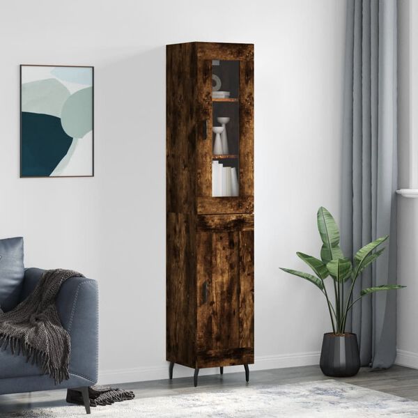 vidaXL Highboard r&oslash;kt eik 34,5x34x180 cm konstruert tre