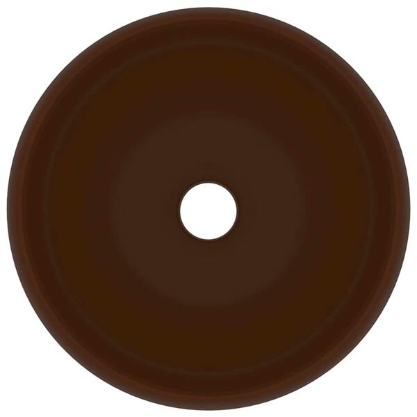 vidaXL Luksuri&oslash;s servant rund matt m&oslash;rkebrun 40x15 cm keramisk