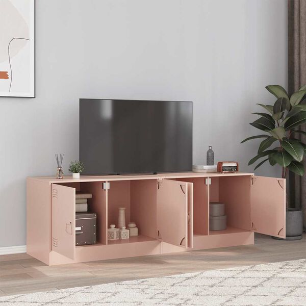 vidaXL TV-benker 2 stk rosa 67x39x44 cm st&aring;l