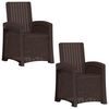 vidaXL Lenestol for hage med rattan-look 2 pcs Brun PP