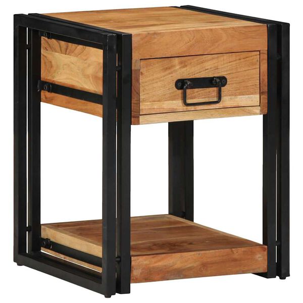 vidaXL Nattbordskap med skuff 2 pcs Brun 40 x 40 x 50 cm heltre akasie