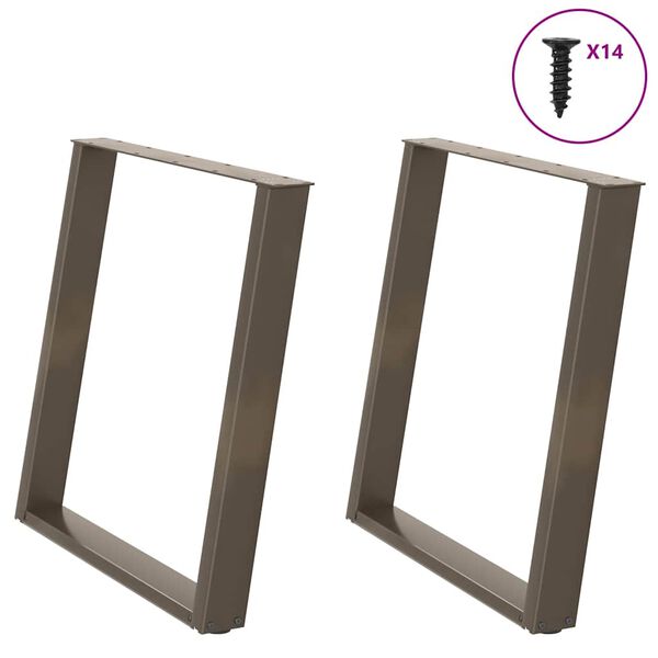 vidaXL Spisebordben U-formet 2 stk naturst&aring;l 70 x (72-73) cm st&aring;l