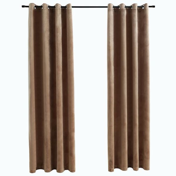 vidaXL Lystette gardiner med ringer 2 stk fl&oslash;yel beige 140x245 cm