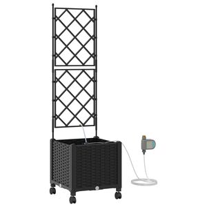 vidaXL Hageplantekasse med vanning og hjul Svart 40 x 40 x 148 cm PP