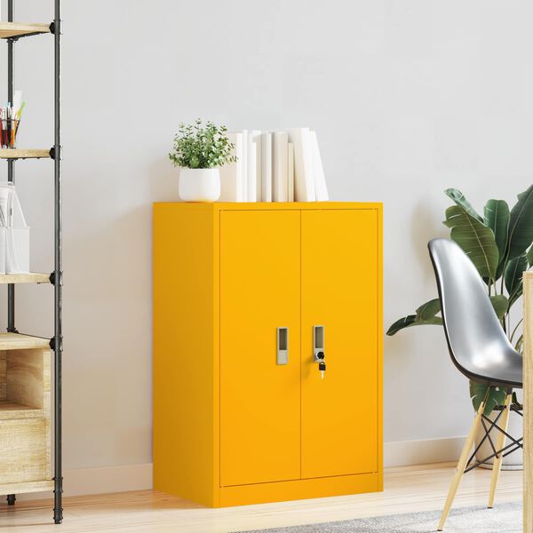 vidaXL Oppbevaringsskap Sennepsgul 60 x 40 x 90 cm Kaldvalsget St&aring;l