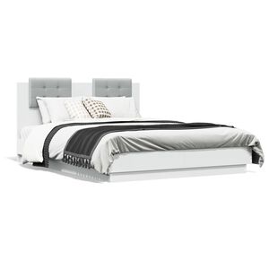 vidaXL Sengeramme med hodegavl hvit 135x190 cm konstruert tre