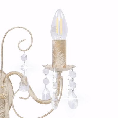 vidaXL Vegglampe med perler antikk hvit 2 x E14 lyspærer