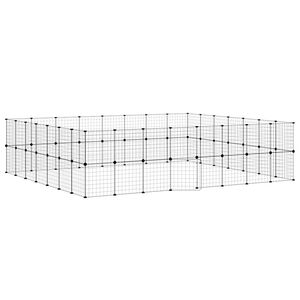 vidaXL Dyrebur 60 paneler med d&oslash;r svart 35x35 cm st&aring;l