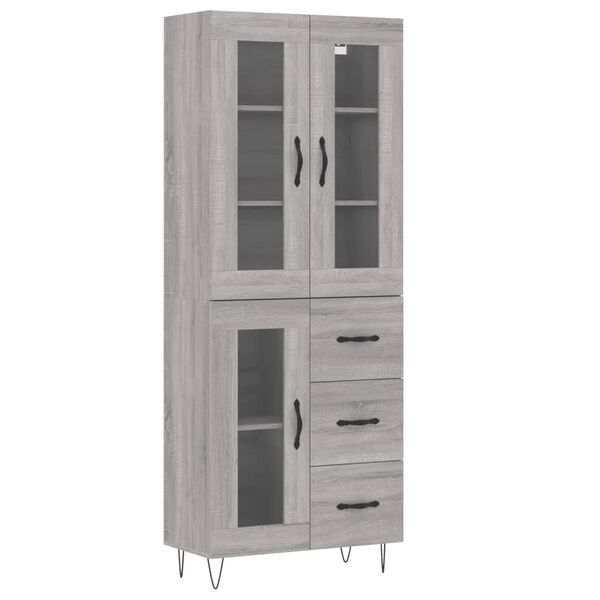 vidaXL Highboard gr&aring; sonoma 69,5x34x180 cm konstruert tre